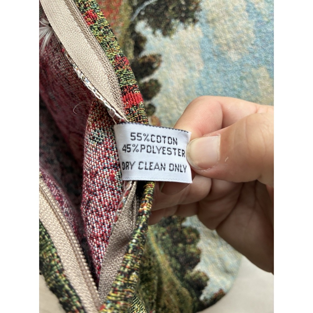 Rolande DUDREUNH 17" Square Pillow Case Made In France Zip Closure Scenic Print - Picture 3 of 5